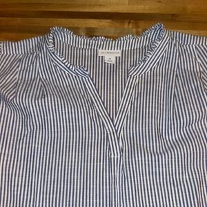 Liz Claiborne Blue and White Pinstripe Top 2X